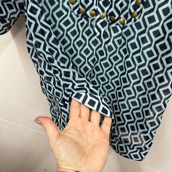 41 Hawthorn Stitch Fix Geo Print Blouse, Semi sheer, 3/4" sleeves Size Small - Picture 4 of 6